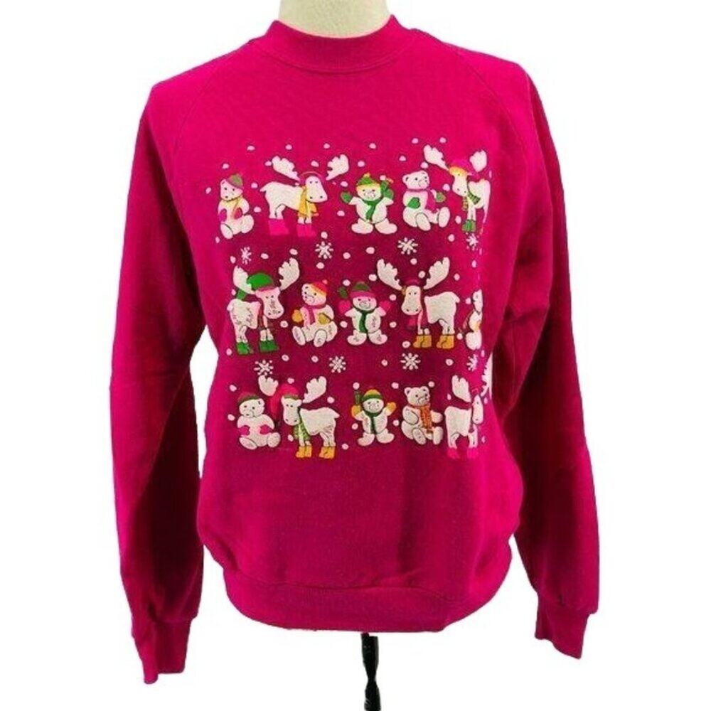 Vintage 90s Jerzees Pullover Sweatshirt Puff Graphic Womens Size Large